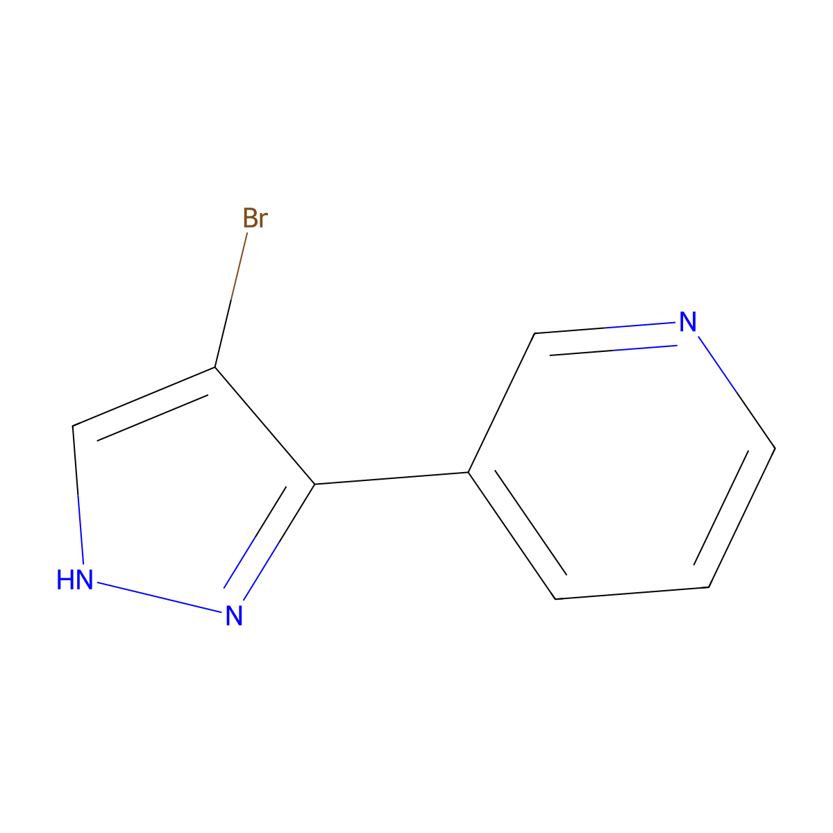3-(4-Bromo-1H-pyrazol-3-yl)pyridine molecular structure, CAS 148138-02-7