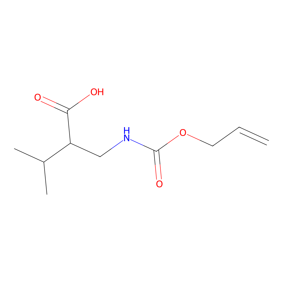 3-Methyl-2-({[(prop-2-en-1-yloxy)carbonyl]amino}methyl)butanoic acid molecular structure, CAS 1481382-90-4