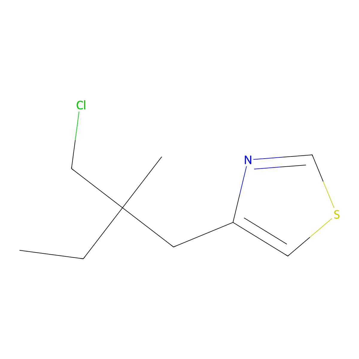 4-(2-(Chloromethyl)-2-methylbutyl)thiazole molecular structure, CAS 1481396-33-1