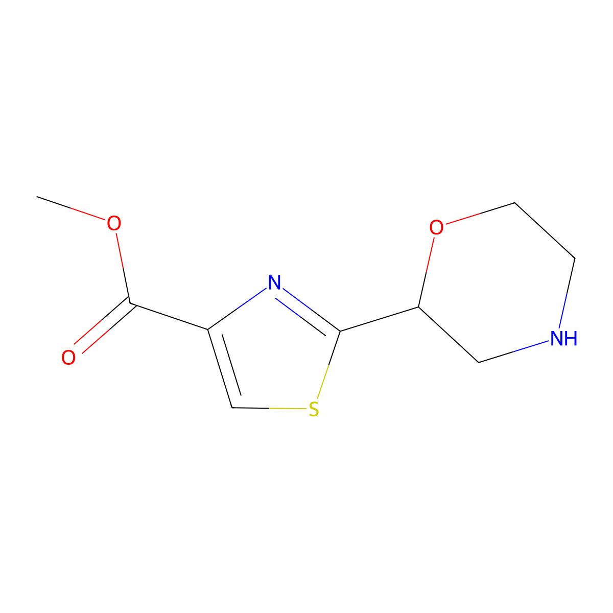 Methyl 2-(morpholin-2-yl)-1,3-thiazole-4-carboxylate molecular structure, CAS 1481417-69-9