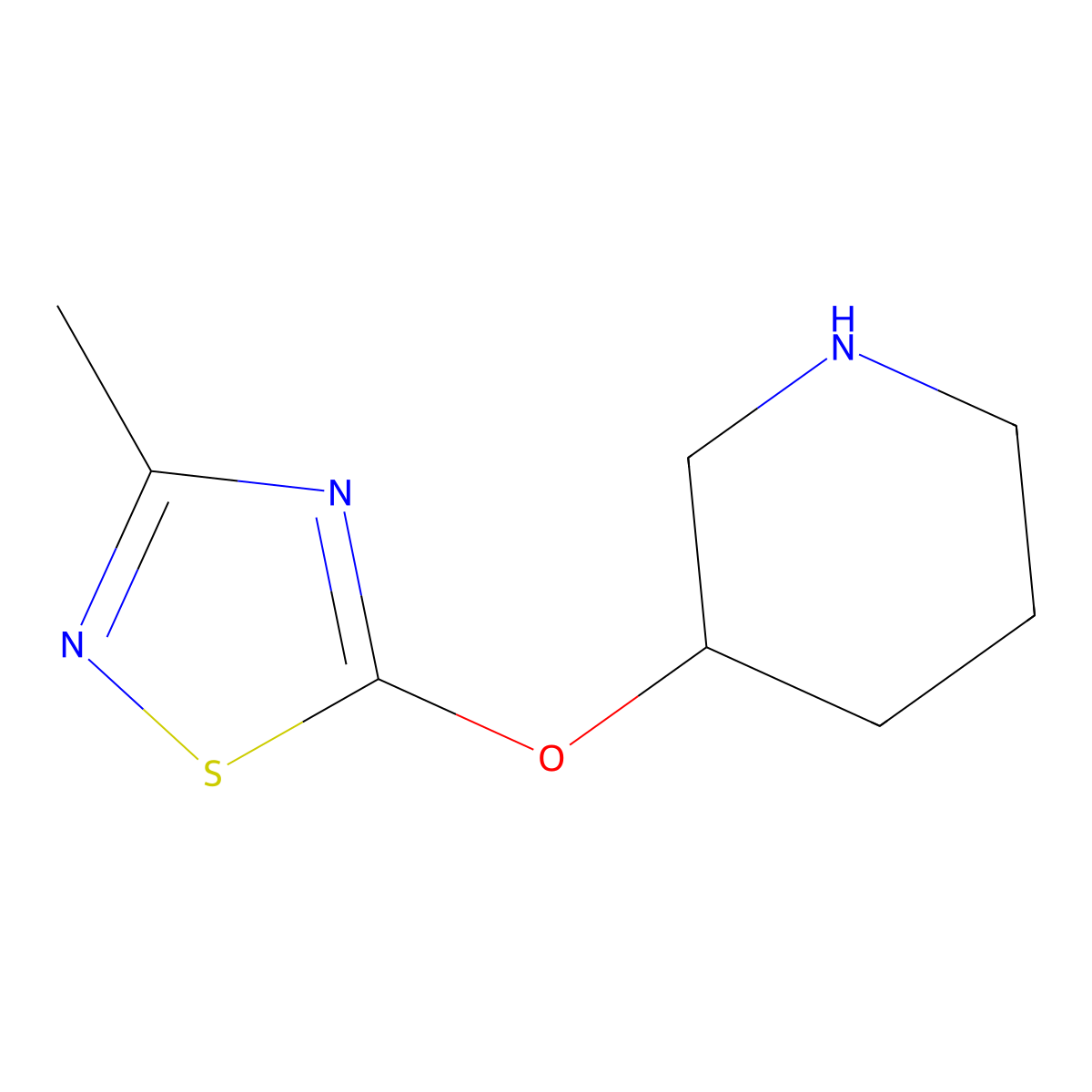 3-[(3-Methyl-1,2,4-thiadiazol-5-yl)oxy]piperidine molecular structure, CAS 1481418-42-1