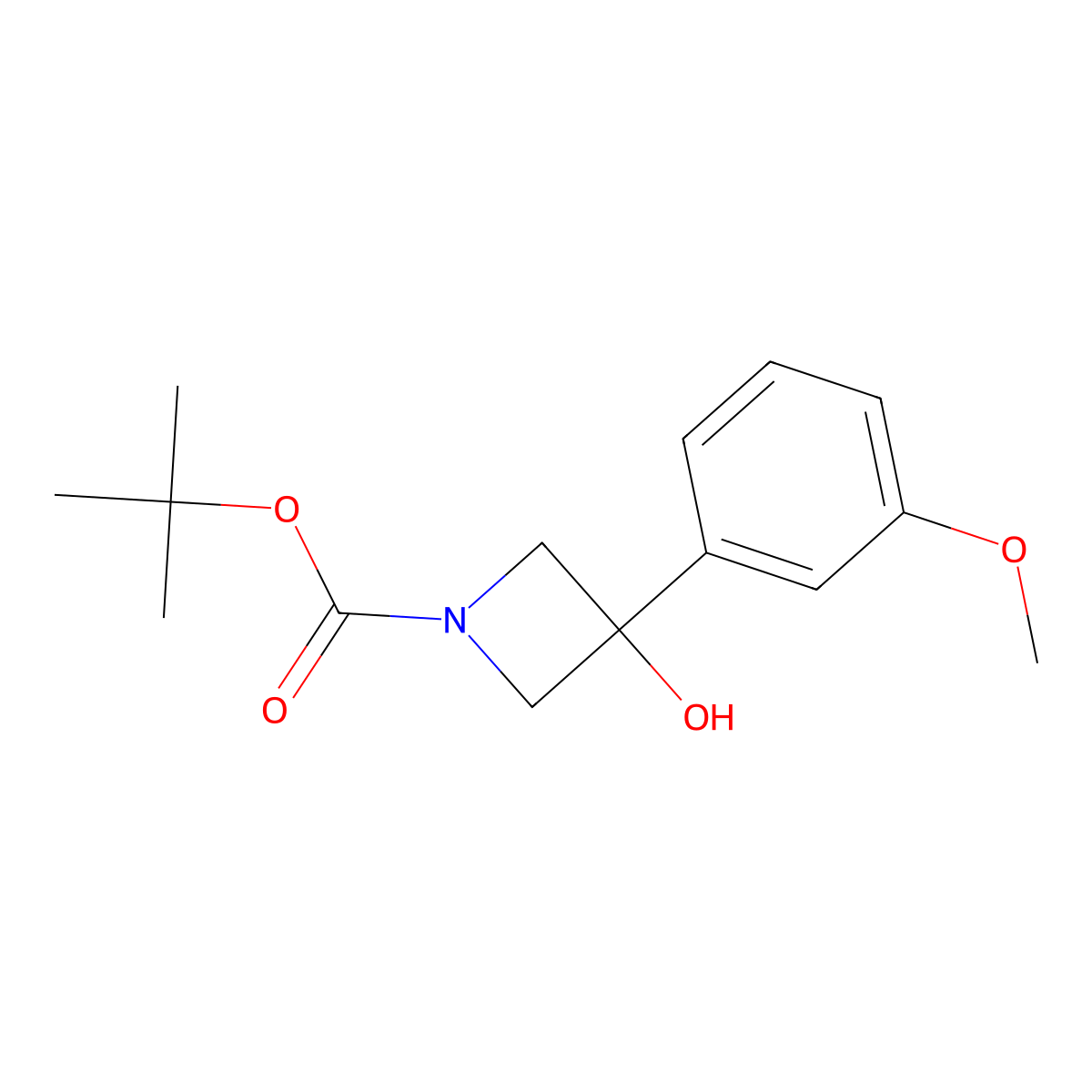 Tert-butyl 3-hydroxy-3-(3-methoxyphenyl)azetidine-1-carboxylate molecular structure, CAS 1481418-97-6