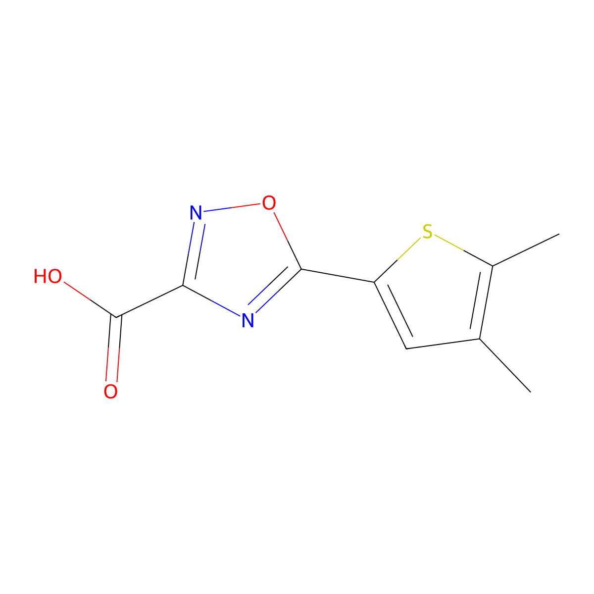 5-(4,5-Dimethylthiophen-2-yl)-1,2,4-oxadiazole-3-carboxylic acid molecular structure, CAS 1481421-02-6