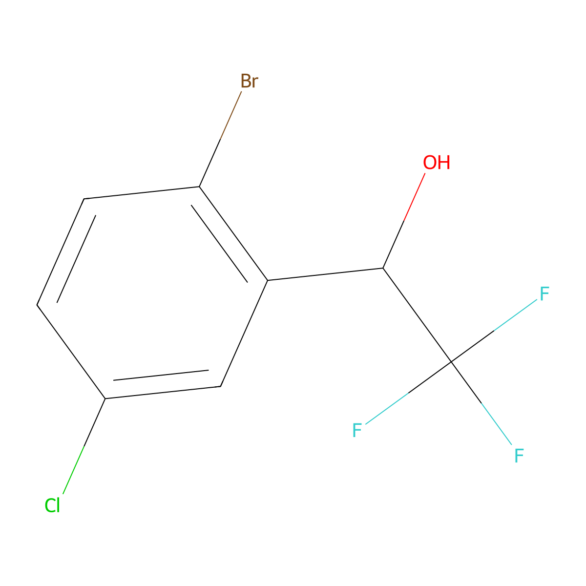 1-(2-Bromo-5-chlorophenyl)-2,2,2-trifluoroethan-1-ol molecular structure, CAS 1481433-78-6