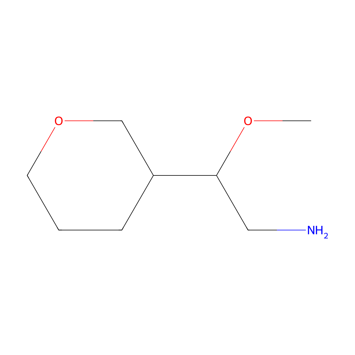 2-Methoxy-2-(oxan-3-yl)ethan-1-amine molecular structure, CAS 1481439-95-5