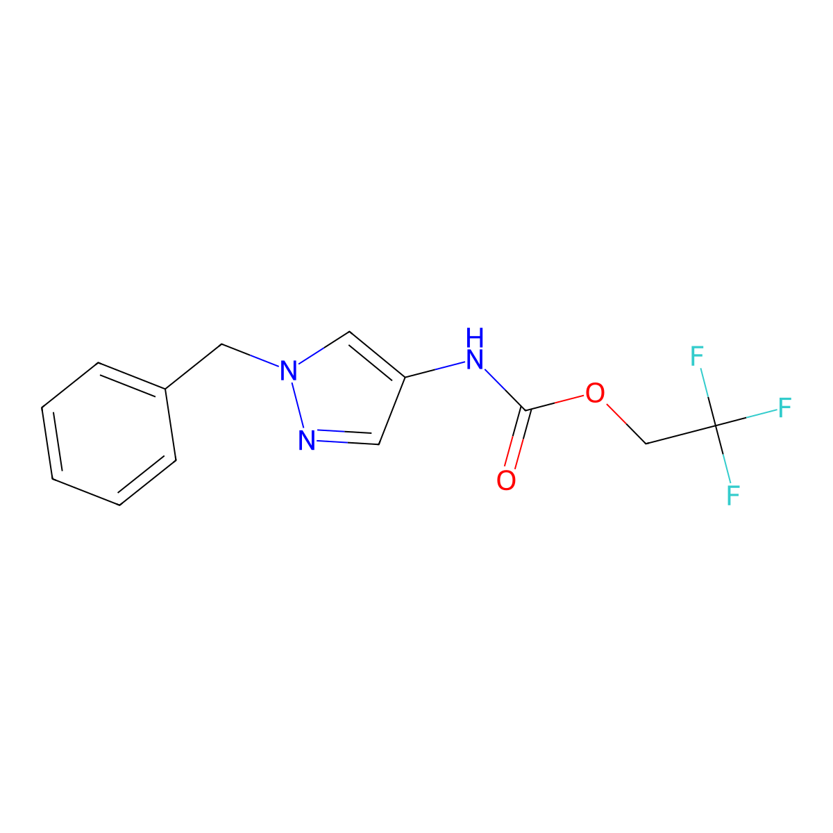 2,2,2-trifluoroethyl N-(1-benzyl-1H-pyrazol-4-yl)carbamate molecular structure, CAS 1481442-87-8