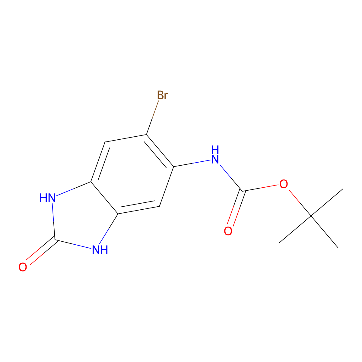 tert-butyl N-(6-bromo-2-oxo-2,3-dihydro-1H-1,3-benzodiazol-5-yl)carbamate molecular structure, CAS 1481445-44-6