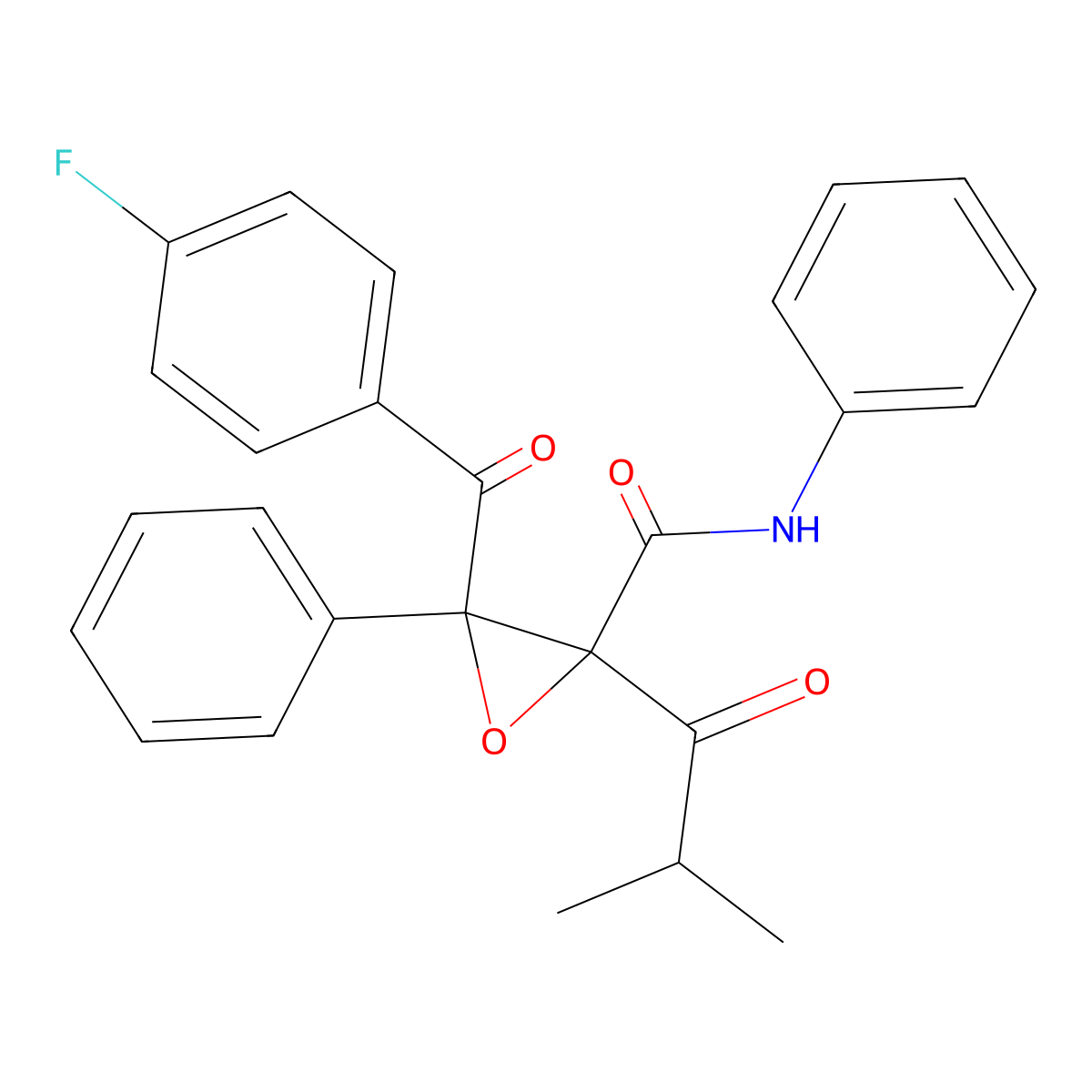 3-((4-Fluorophenyl)carbonyl)-2-(2-methylpropanoyl)-N,3-diphenyloxirane-2-carboxamide molecular structure, CAS 148146-51-4