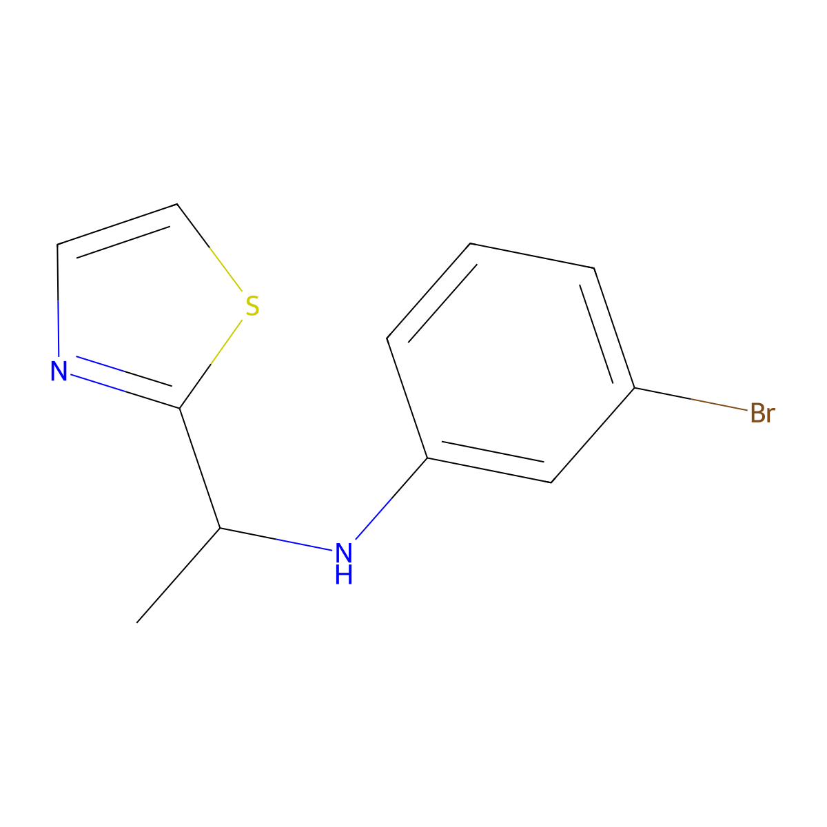 3-bromo-N-[1-(1,3-thiazol-2-yl)ethyl]aniline molecular structure, CAS 1481472-75-6
