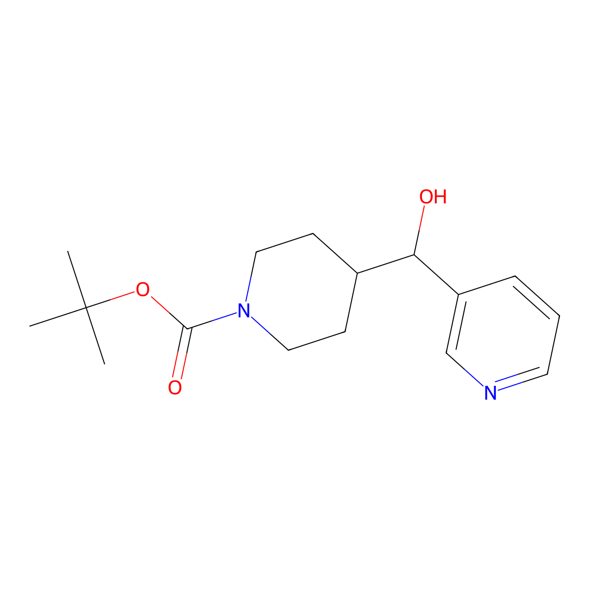 Tert-butyl 4-(hydroxy(pyridin-3-yl)methyl)piperidine-1-carboxylate molecular structure, CAS 148148-57-6