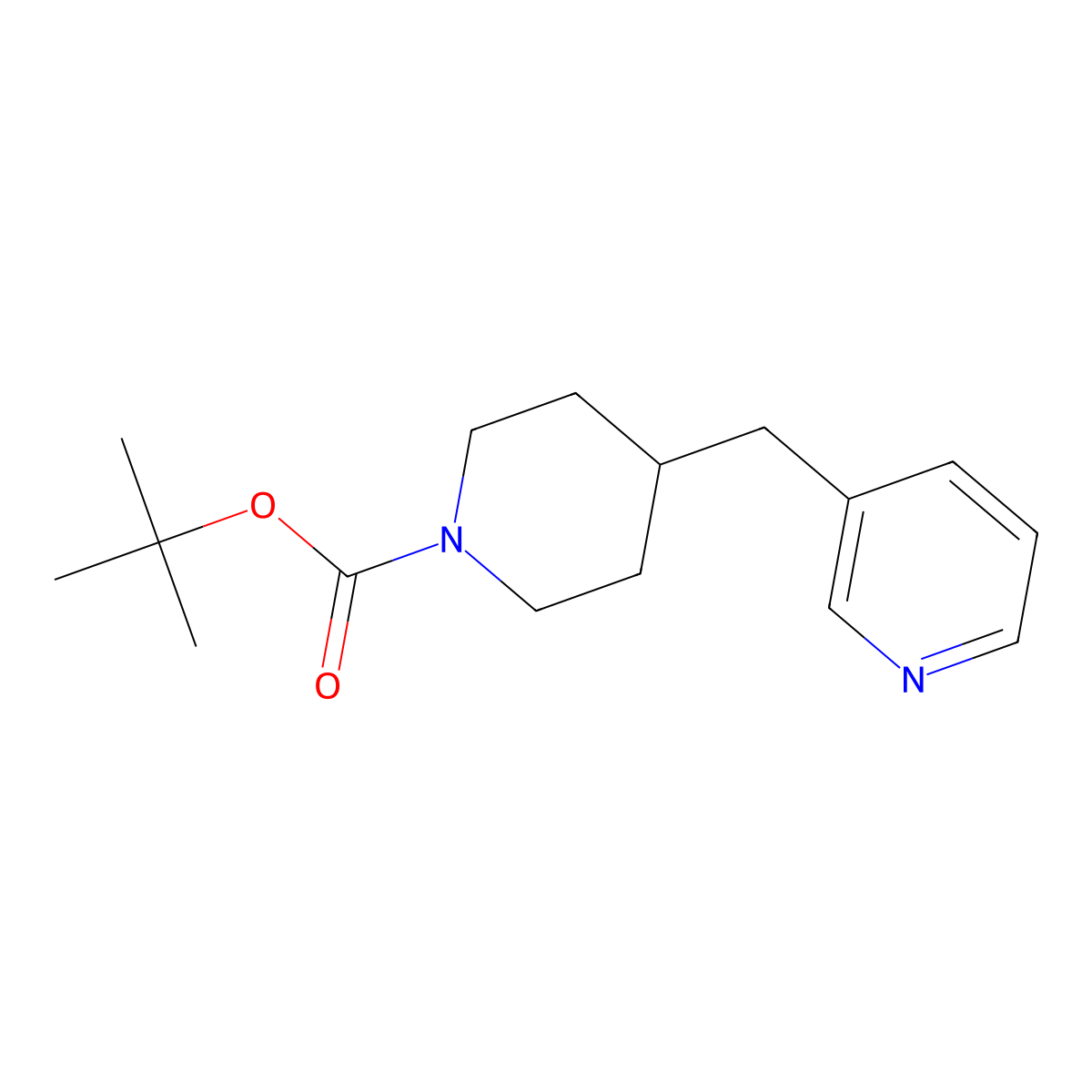 1-(1,1-Dimethylethyloxycarbonyl)-4-(3-pyridylmethyl)piperidine molecular structure, CAS 148148-59-8