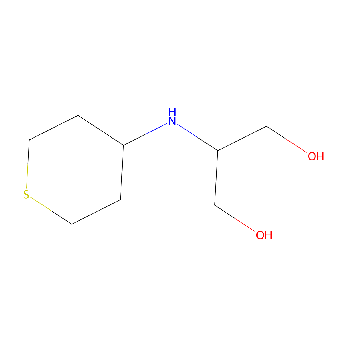 2-((Tetrahydro-2H-thiopyran-4-yl)amino)propane-1,3-diol molecular structure, CAS 1481501-59-0