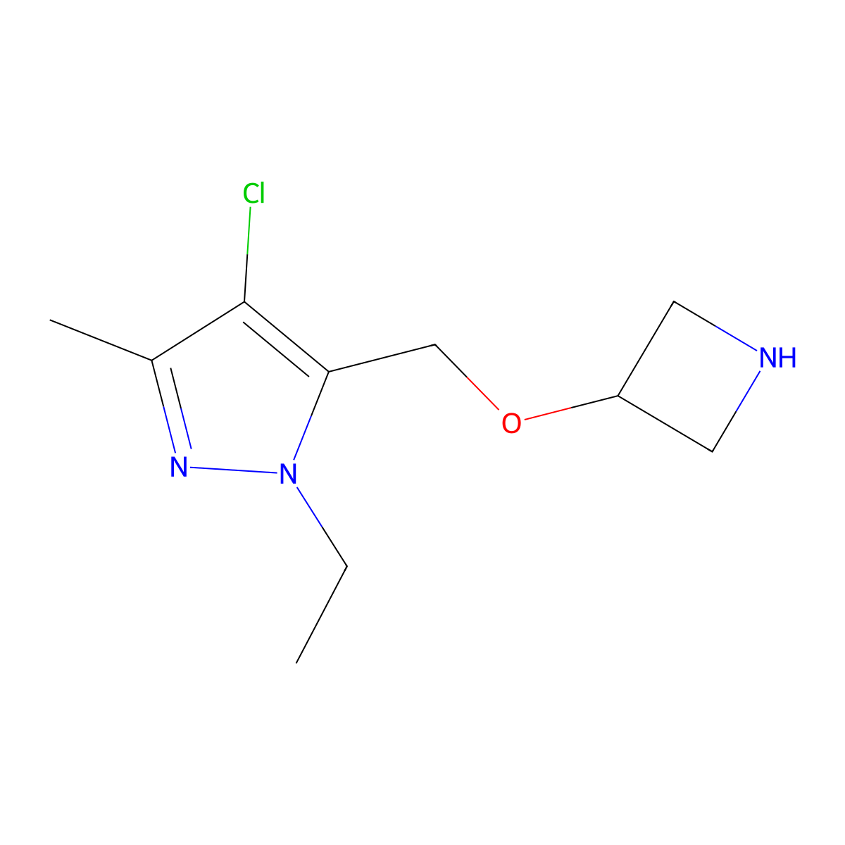 5-((Azetidin-3-yloxy)methyl)-4-chloro-1-ethyl-3-methyl-1h-pyrazole molecular structure, CAS 1481503-79-0