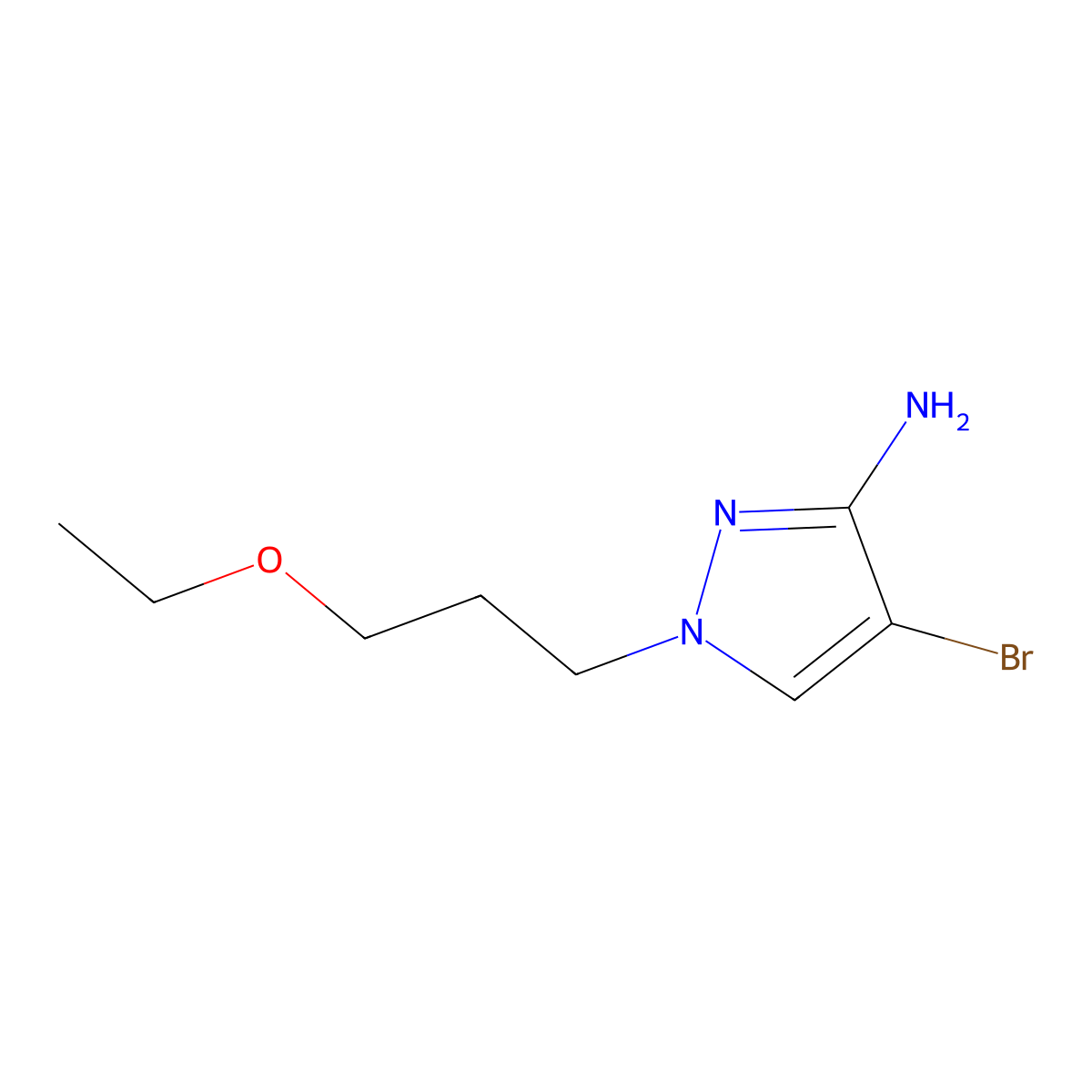 4-Bromo-1-(3-ethoxypropyl)-1h-pyrazol-3-amine molecular structure, CAS 1481520-75-5