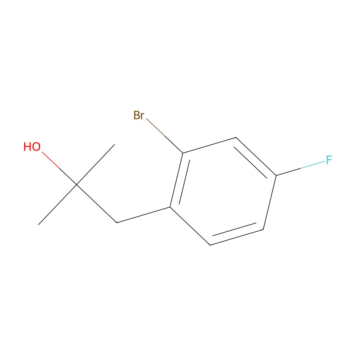 1-(2-Bromo-4-fluorophenyl)-2-methylpropan-2-ol molecular structure, CAS 1481538-50-4