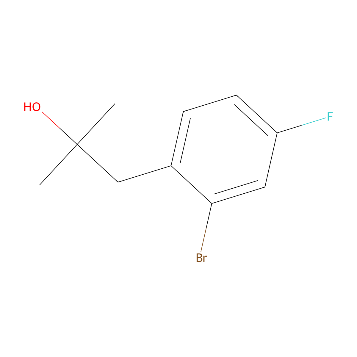1-(2-Bromo-4-fluorophenyl)-2-methylpropan-2-ol molecular structure, CAS 1481538-50-4
