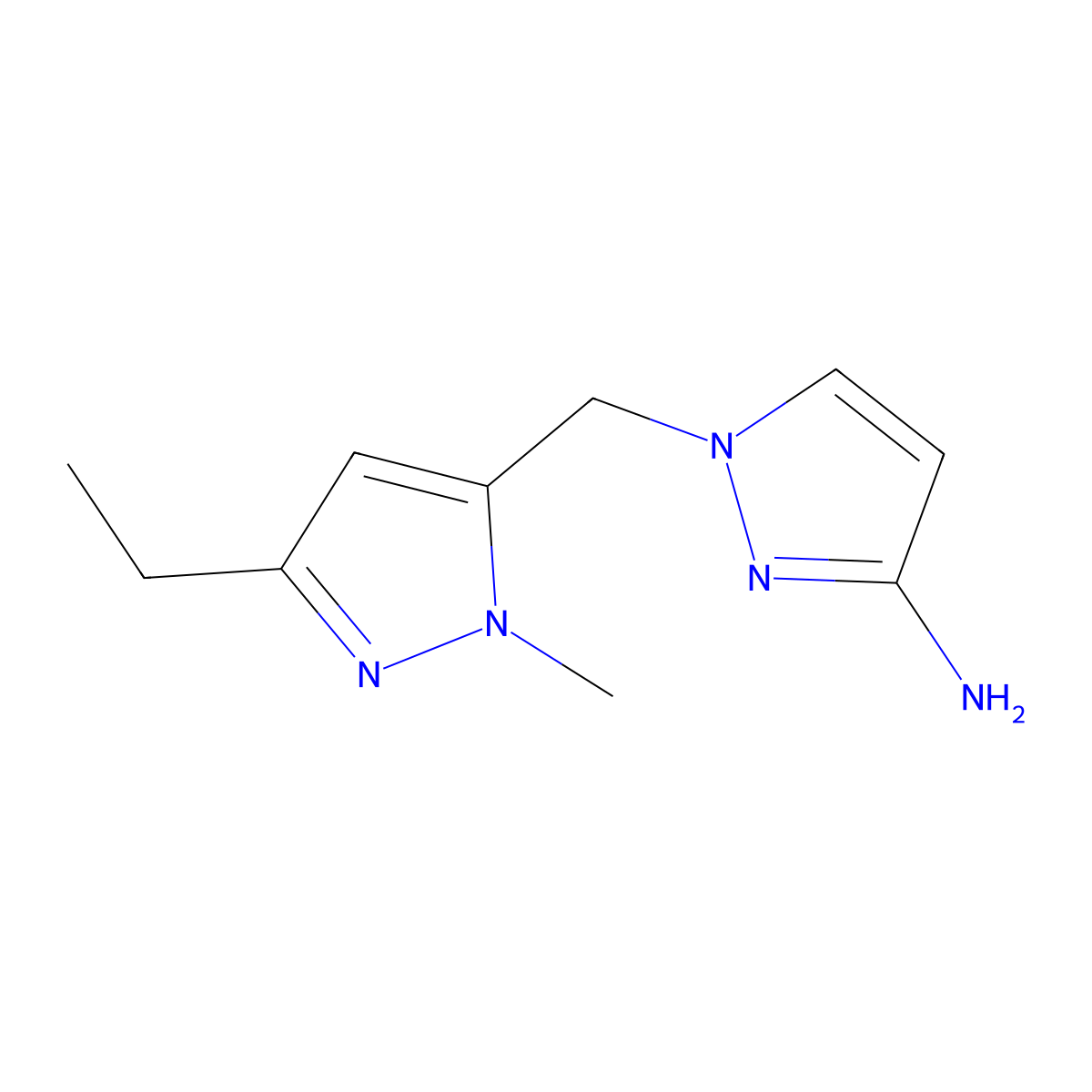 1-((3-Ethyl-1-methyl-1h-pyrazol-5-yl)methyl)-1h-pyrazol-3-amine molecular structure, CAS 1481562-94-0