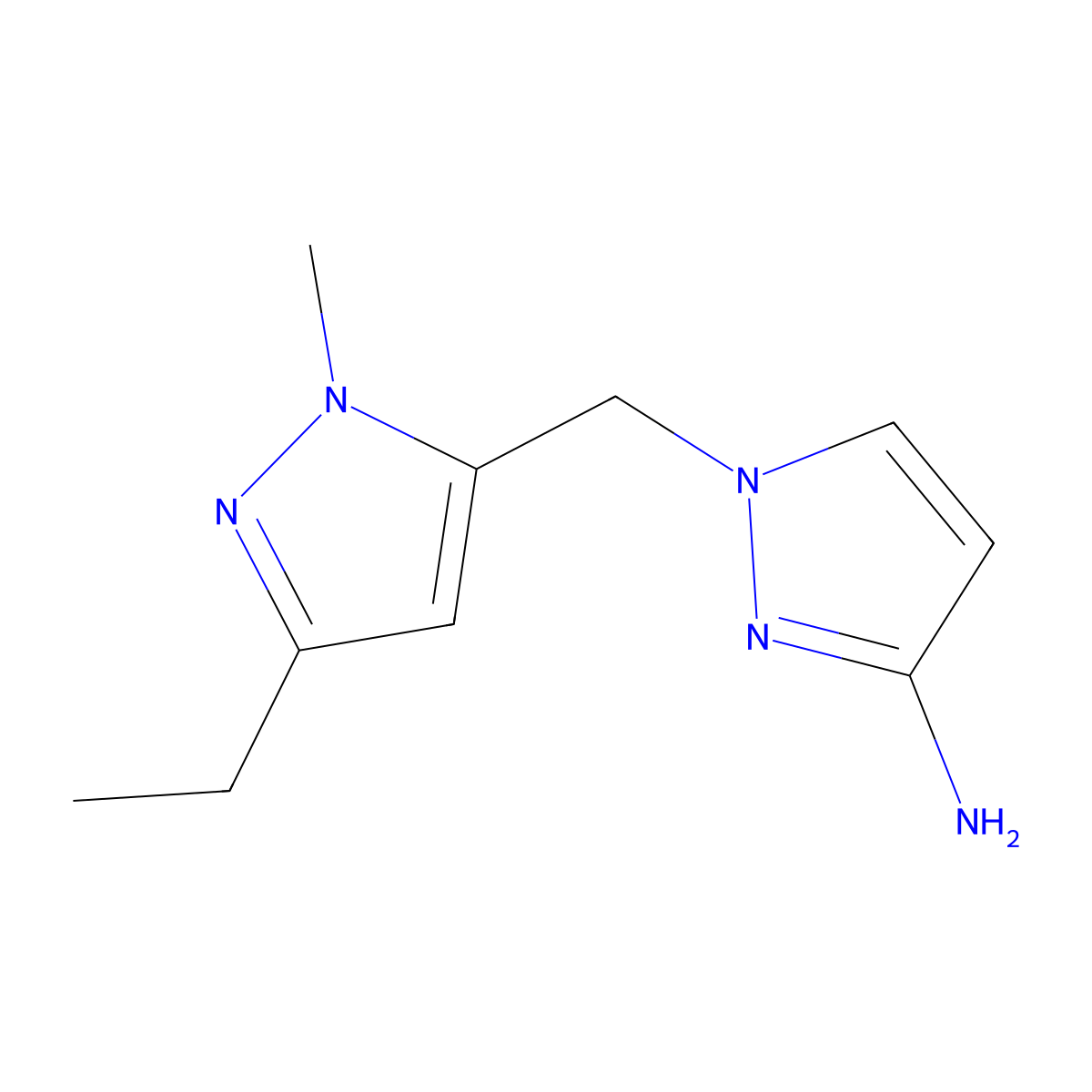 1-((3-Ethyl-1-methyl-1h-pyrazol-5-yl)methyl)-1h-pyrazol-3-amine molecular structure, CAS 1481562-94-0