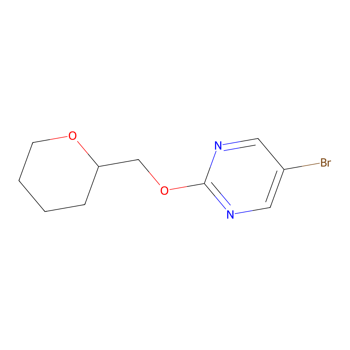 5-Bromo-2-(tetrahydro-pyran-2-ylmethoxy)-pyrimidine molecular structure, CAS 1481576-72-0