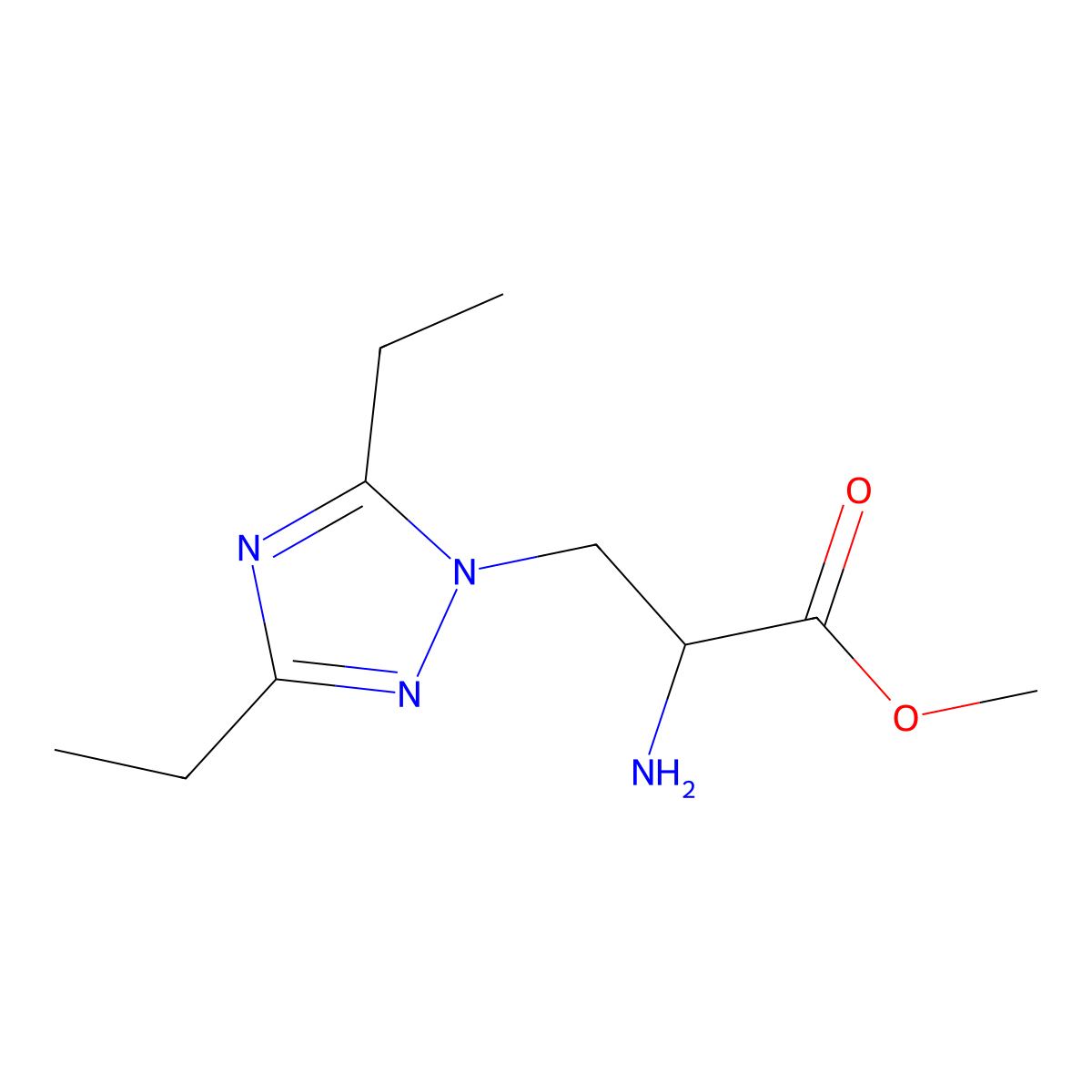 Methyl 2-amino-3-(3,5-diethyl-1h-1,2,4-triazol-1-yl)propanoate molecular structure, CAS 1481579-73-0