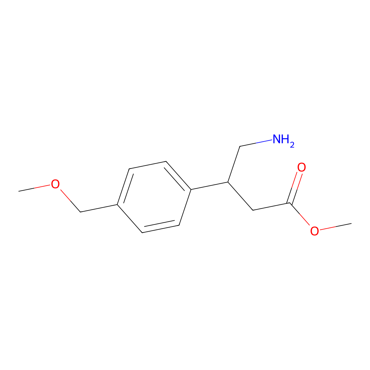 Methyl 4-amino-3-[4-(methoxymethyl)phenyl]butanoate molecular structure, CAS 1481595-18-9