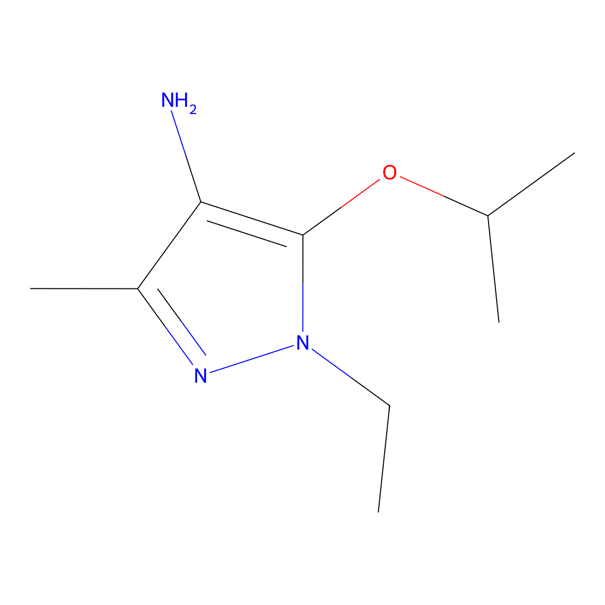 1-ethyl-3-methyl-5-(propan-2-yloxy)-1H-pyrazol-4-amine molecular structure, CAS 1481606-58-9