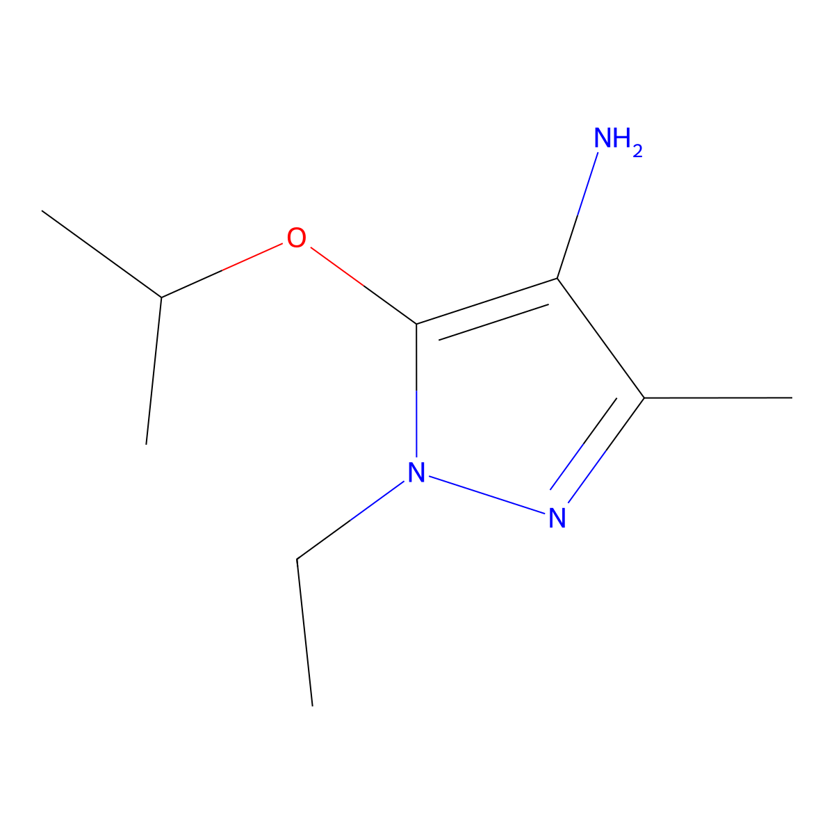 1-ethyl-3-methyl-5-(propan-2-yloxy)-1H-pyrazol-4-amine molecular structure, CAS 1481606-58-9