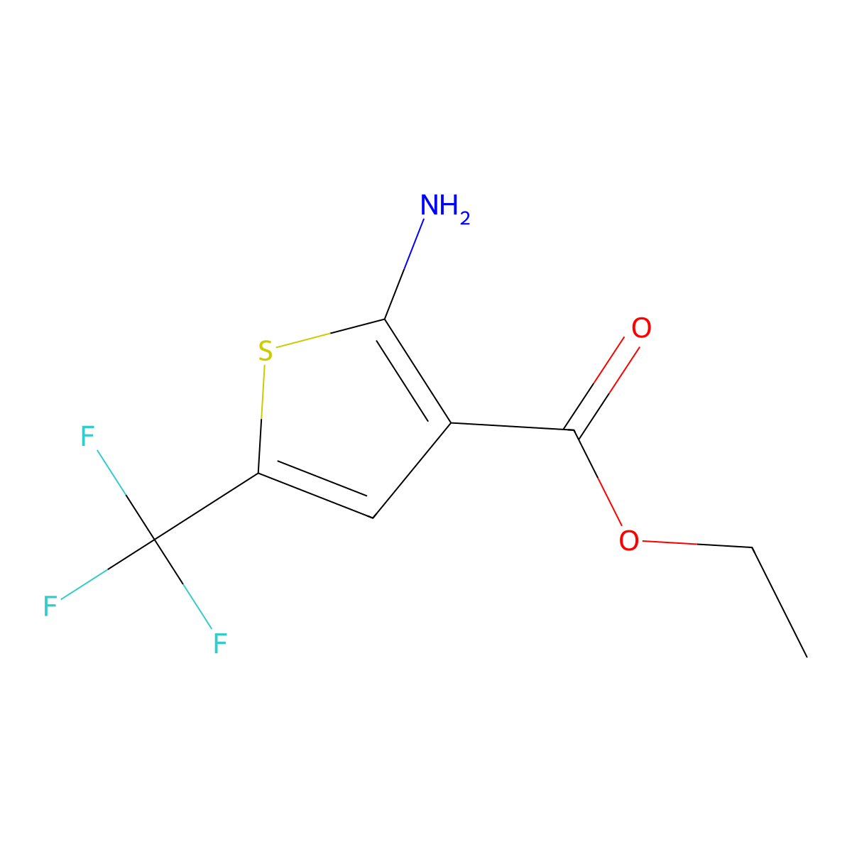 Ethyl 2-amino-5-(trifluoromethyl)thiophene-3-carboxylate molecular structure, CAS 1481609-27-1