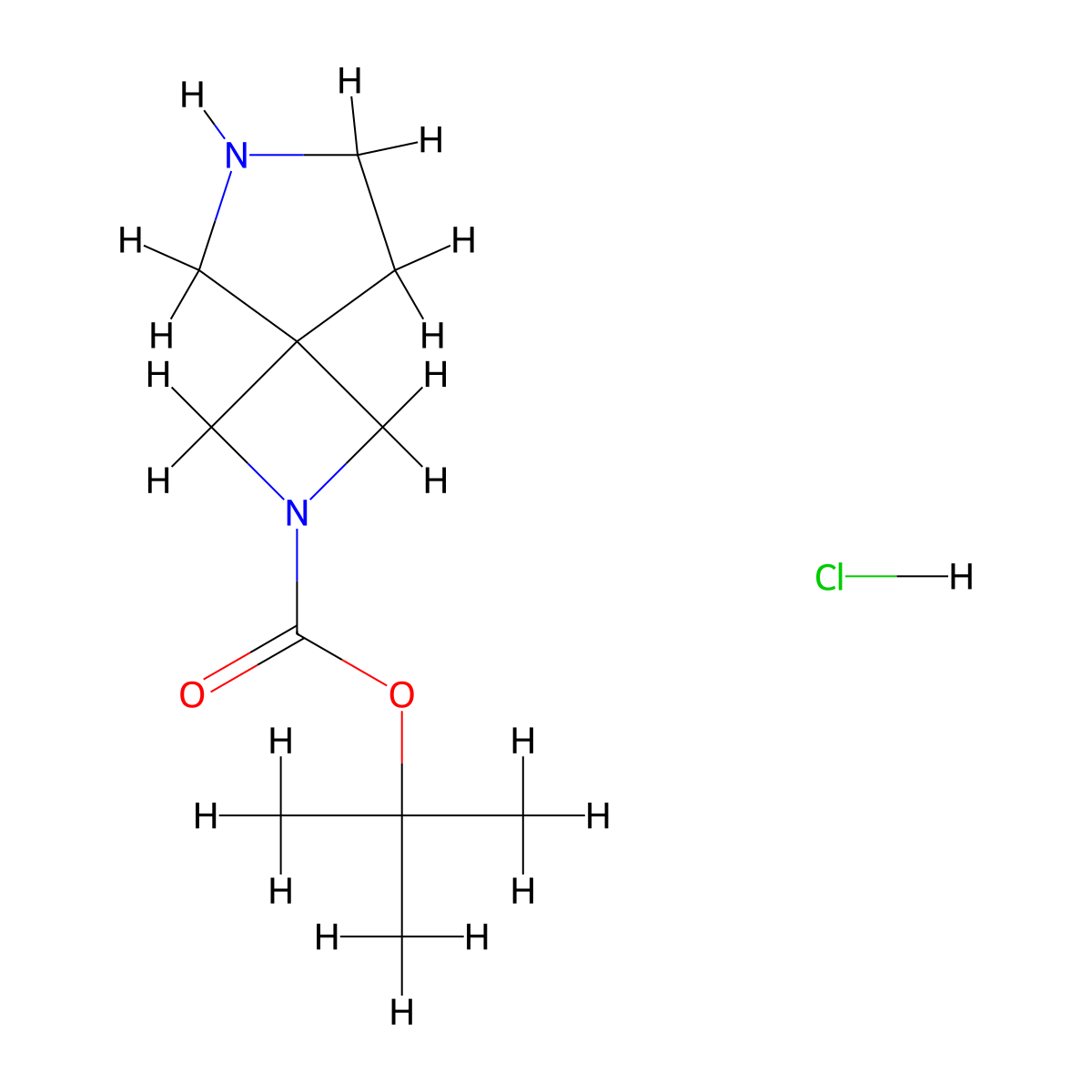 Tert-butyl 2,6-diazaspiro[3.4]octane-2-carboxylate hydrochloride molecular structure, CAS 1481613-19-7