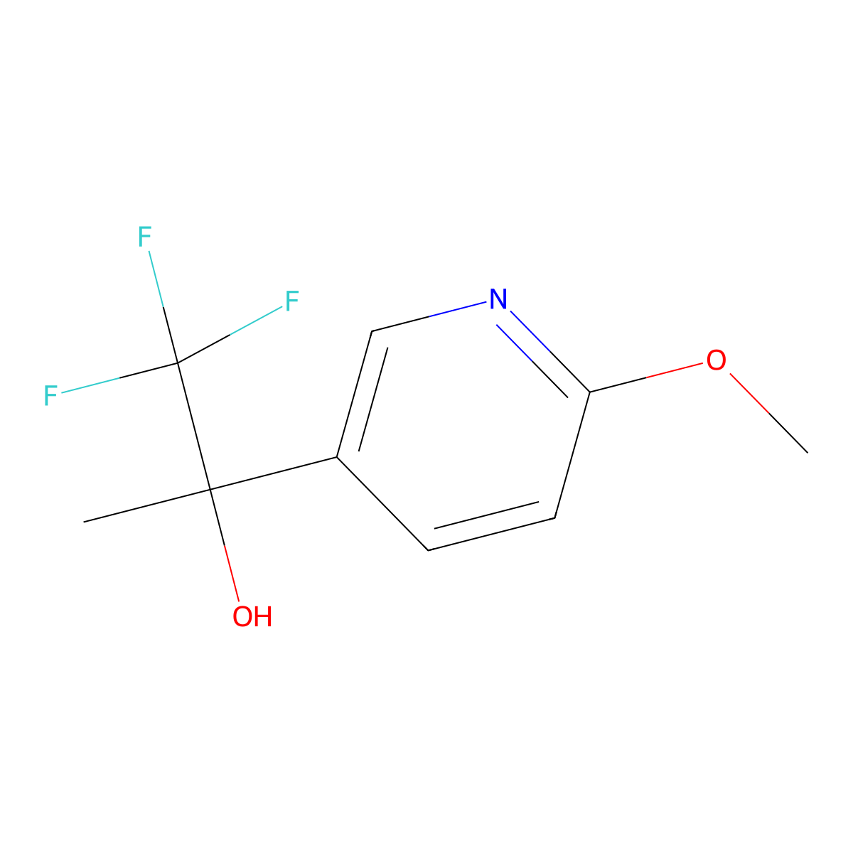6-Methoxy-alpha-methyl-alpha-(trifluoromethyl)-3-pyridinemethanol molecular structure, CAS 1481616-47-0