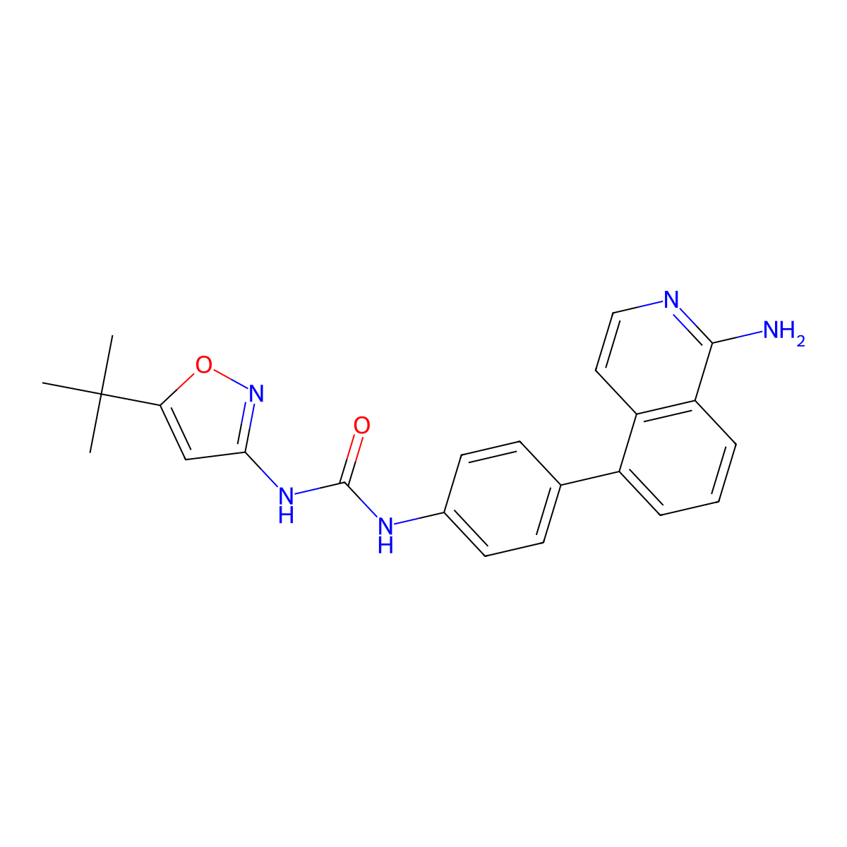 1-[4-(1-Aminoisoquinolin-5-Yl)phenyl]-3-(5-Tert-Butyl-1,2-Oxazol-3-Yl)urea molecular structure, CAS 1481641-08-0