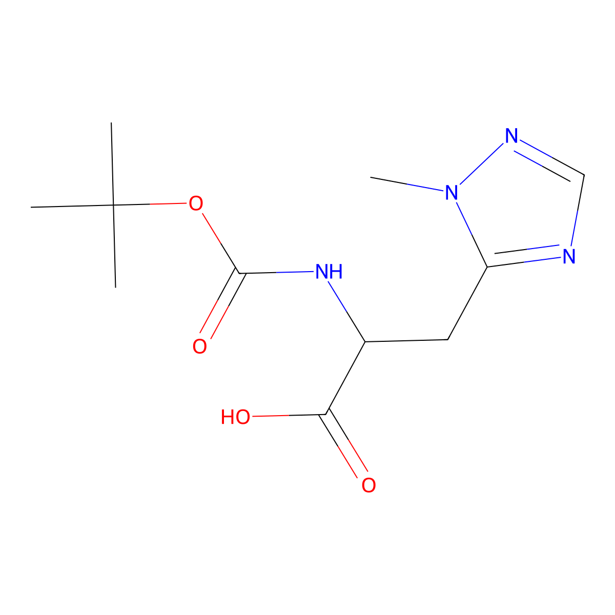 2-{[(tert-butoxy)carbonyl]amino}-3-(1-methyl-1H-1,2,4-triazol-5-yl)propanoic acid molecular structure, CAS 1481647-41-9