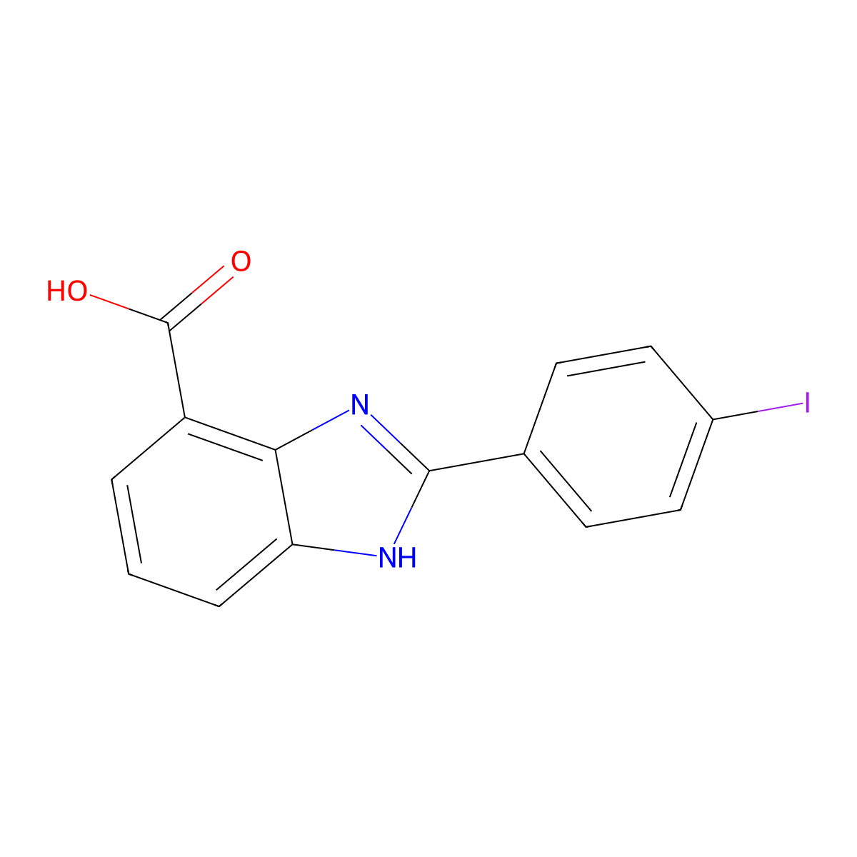 2-(4-iodophenyl)-1H-benzimidazole-4-carboxylic acid molecular structure, CAS 1481660-32-5