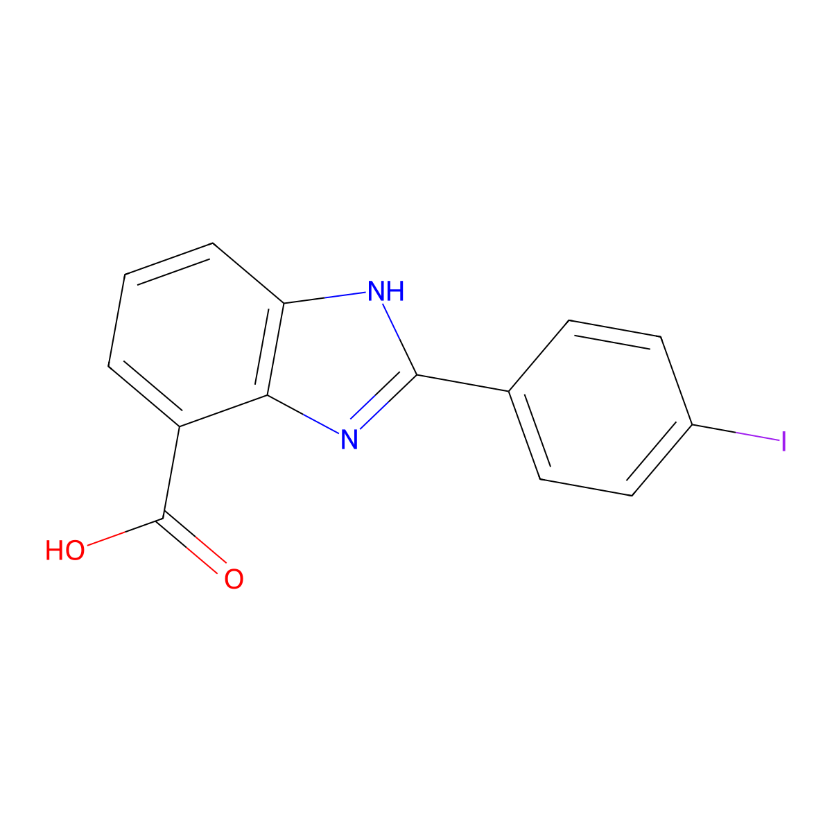 2-(4-iodophenyl)-1H-benzimidazole-4-carboxylic acid molecular structure, CAS 1481660-32-5