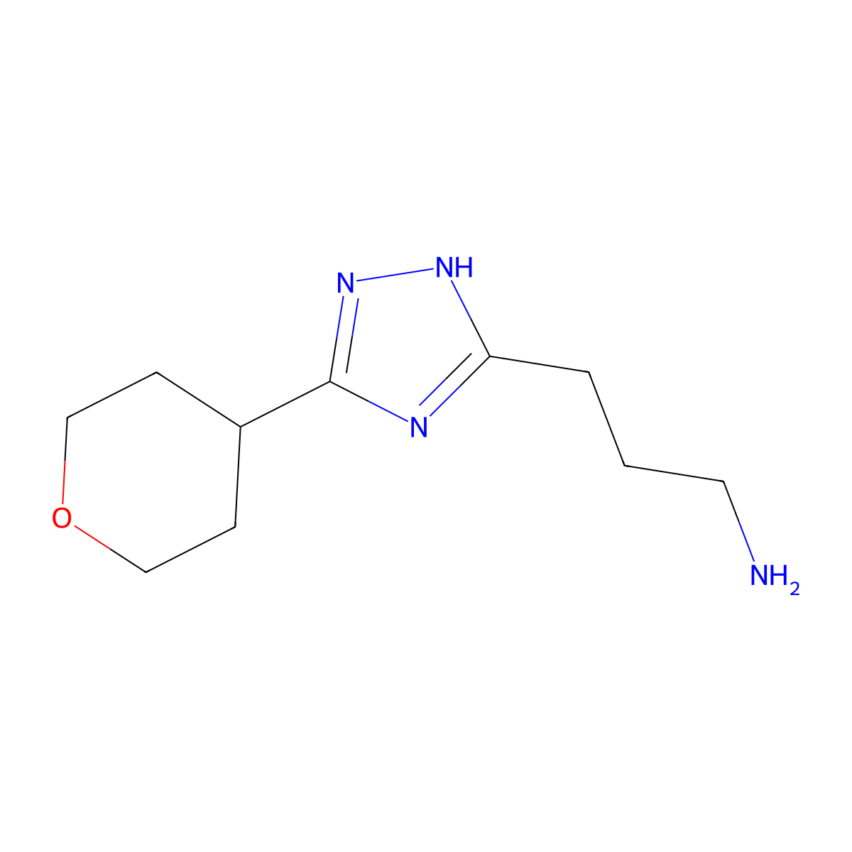 3-(5-(Tetrahydro-2h-pyran-4-yl)-4h-1,2,4-triazol-3-yl)propan-1-amine molecular structure, CAS 1481660-99-4