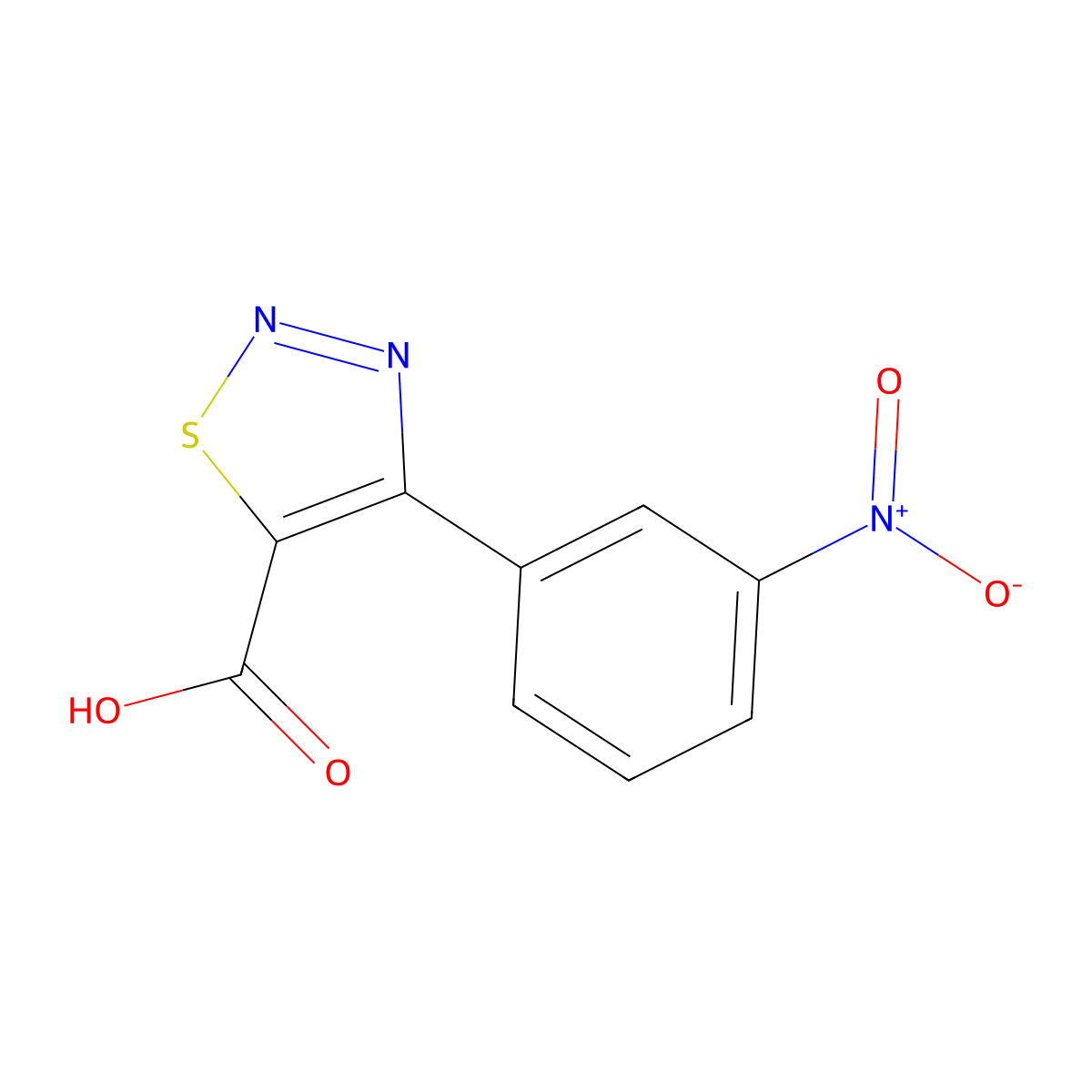 4-(3-Nitrophenyl)-1,2,3-thiadiazole-5-carboxylic acid molecular structure, CAS 1481665-11-5