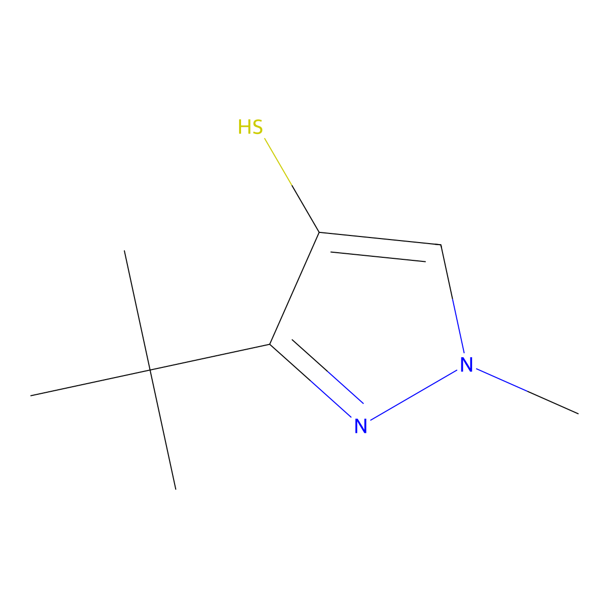 3-(Tert-butyl)-1-methyl-1h-pyrazole-4-thiol molecular structure, CAS 1481670-85-2