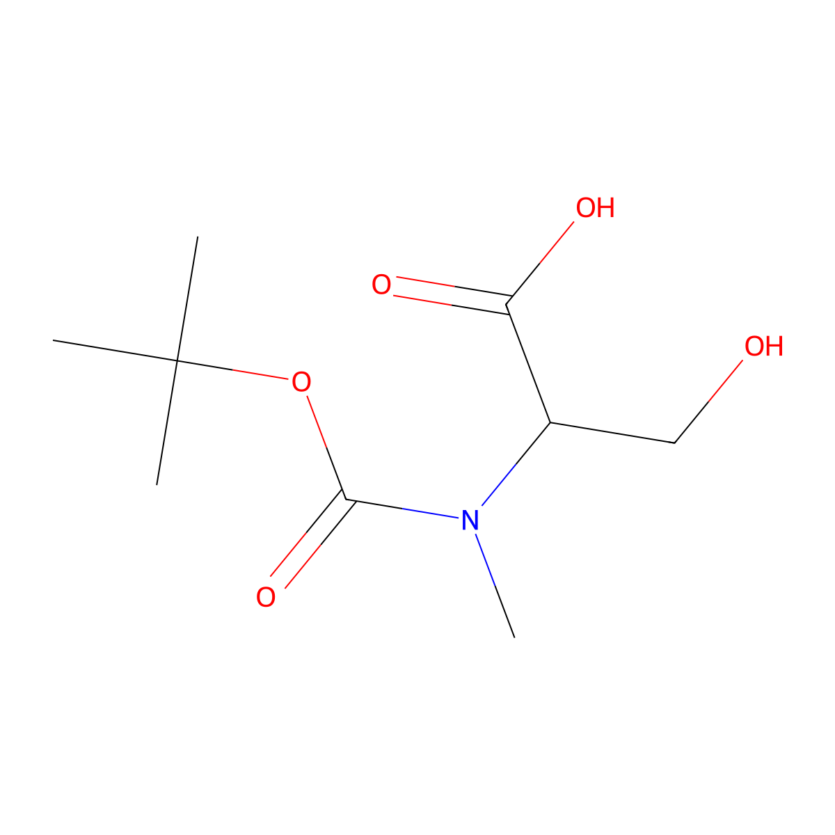 (R)-2-((tert-Butoxycarbonyl)(methyl)amino)-3-hydroxypropanoic acid molecular structure, CAS 1481684-50-7