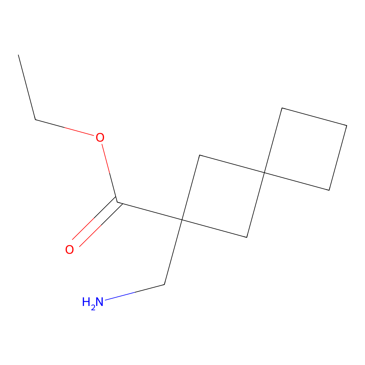 Ethyl 2-(aminomethyl)spiro[3.3]heptane-2-carboxylate molecular structure, CAS 1481691-76-2