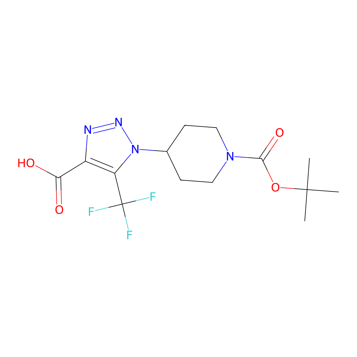 1-{1-[(tert-butoxy)carbonyl]piperidin-4-yl}-5-(trifluoromethyl)-1H-1,2,3-triazole-4-carboxylic acid molecular structure, CAS 1481698-39-8