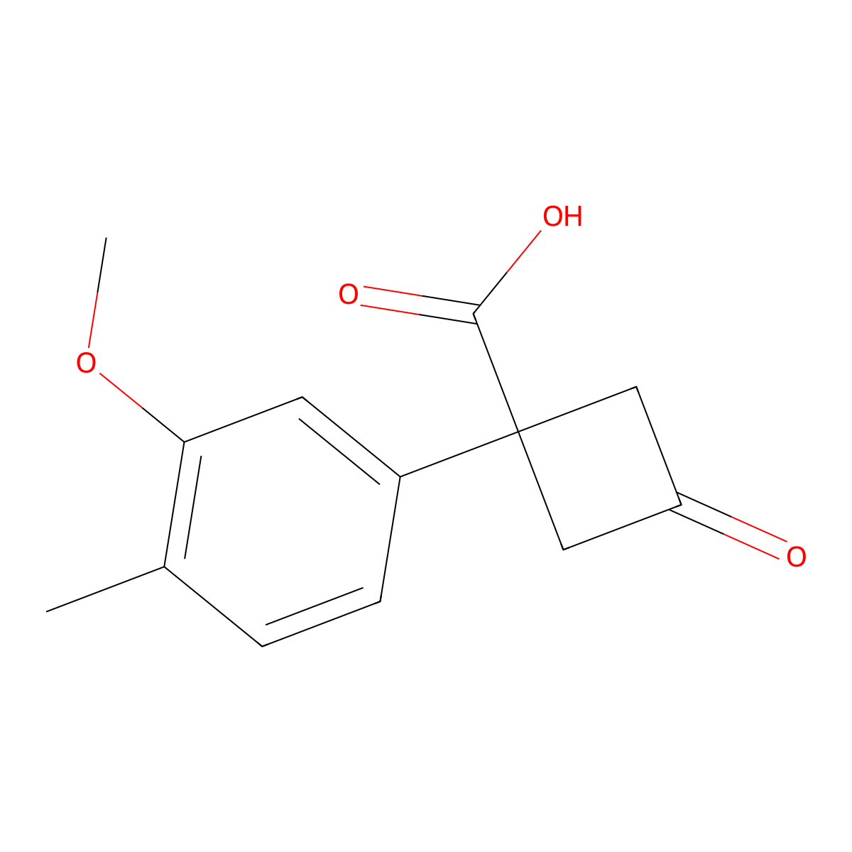 1-(3-Methoxy-4-methylphenyl)-3-oxocyclobutane-1-carboxylic acid molecular structure, CAS 1481762-21-3
