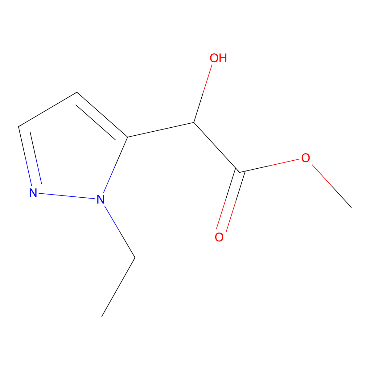 Methyl 2-(1-ethyl-1h-pyrazol-5-yl)-2-hydroxyacetate molecular structure, CAS 1481774-46-2