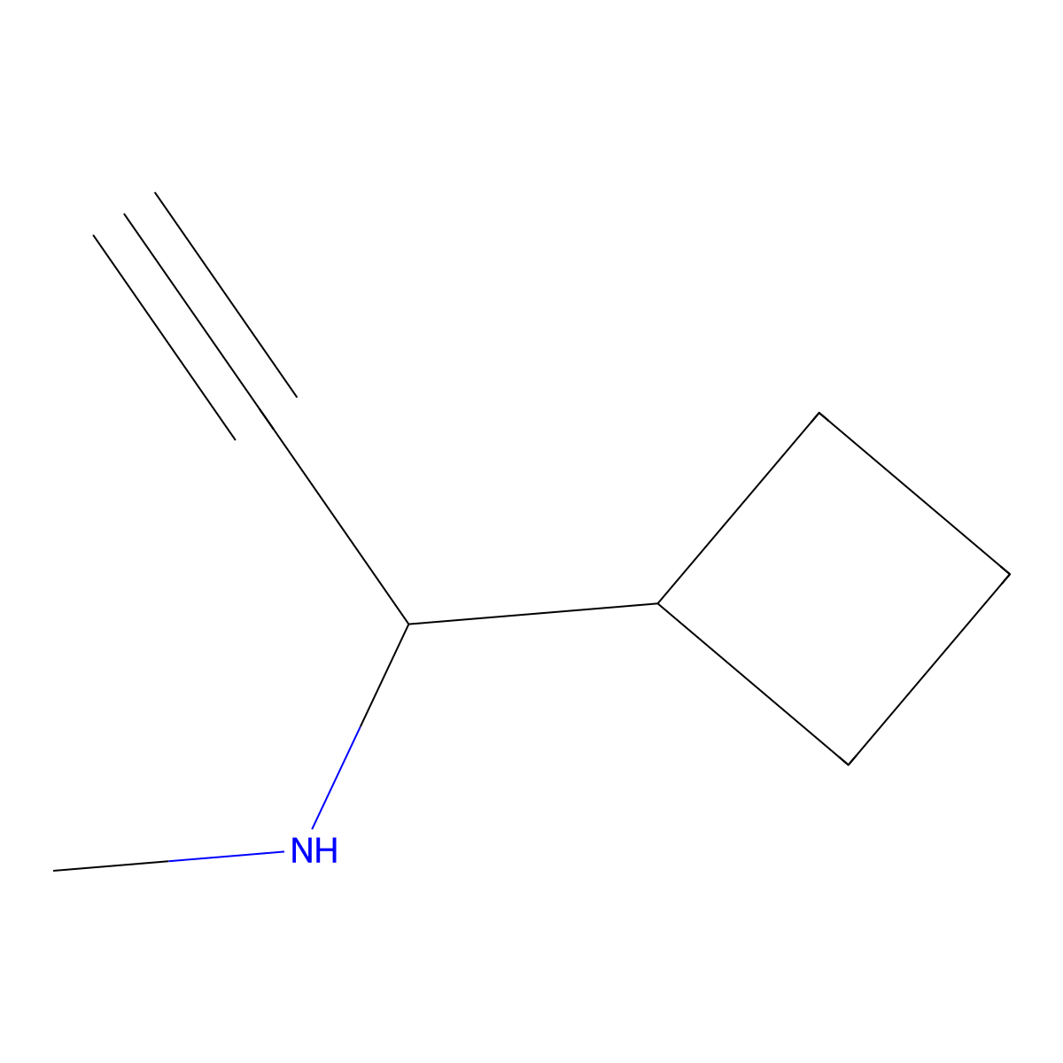 (1-Cyclobutylprop-2-yn-1-yl)(methyl)amine molecular structure, CAS 1481782-64-2