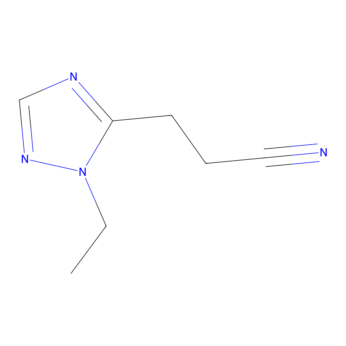 3-(1-ethyl-1H-1,2,4-triazol-5-yl)propanenitrile molecular structure, CAS 1481809-85-1