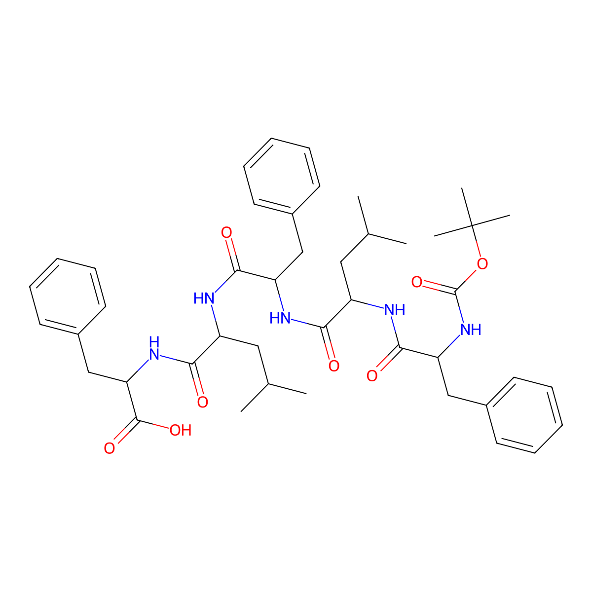 tert-Butyloxycarbonyl-phenylalanyl-leucyl-phenylalanyl-leucyl-phenylalanyl-OH molecular structure, CAS 148182-34-7