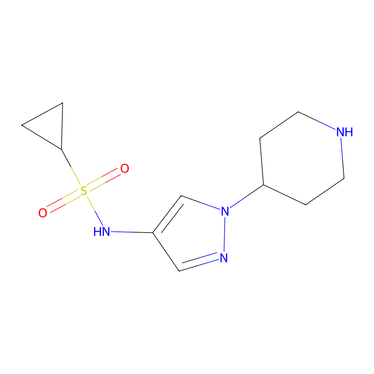 N-[1-(Piperidin-4-yl)-1H-pyrazol-4-yl]cyclopropanesulfonamide molecular structure, CAS 1481839-68-2