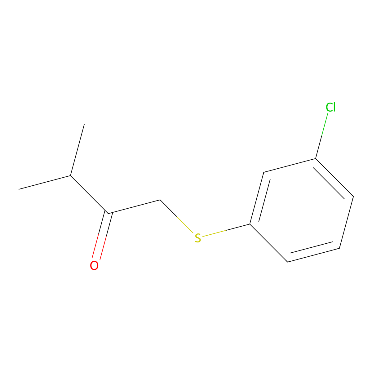 1-((3-Chlorophenyl)thio)-3-methylbutan-2-one molecular structure, CAS 1481846-92-7