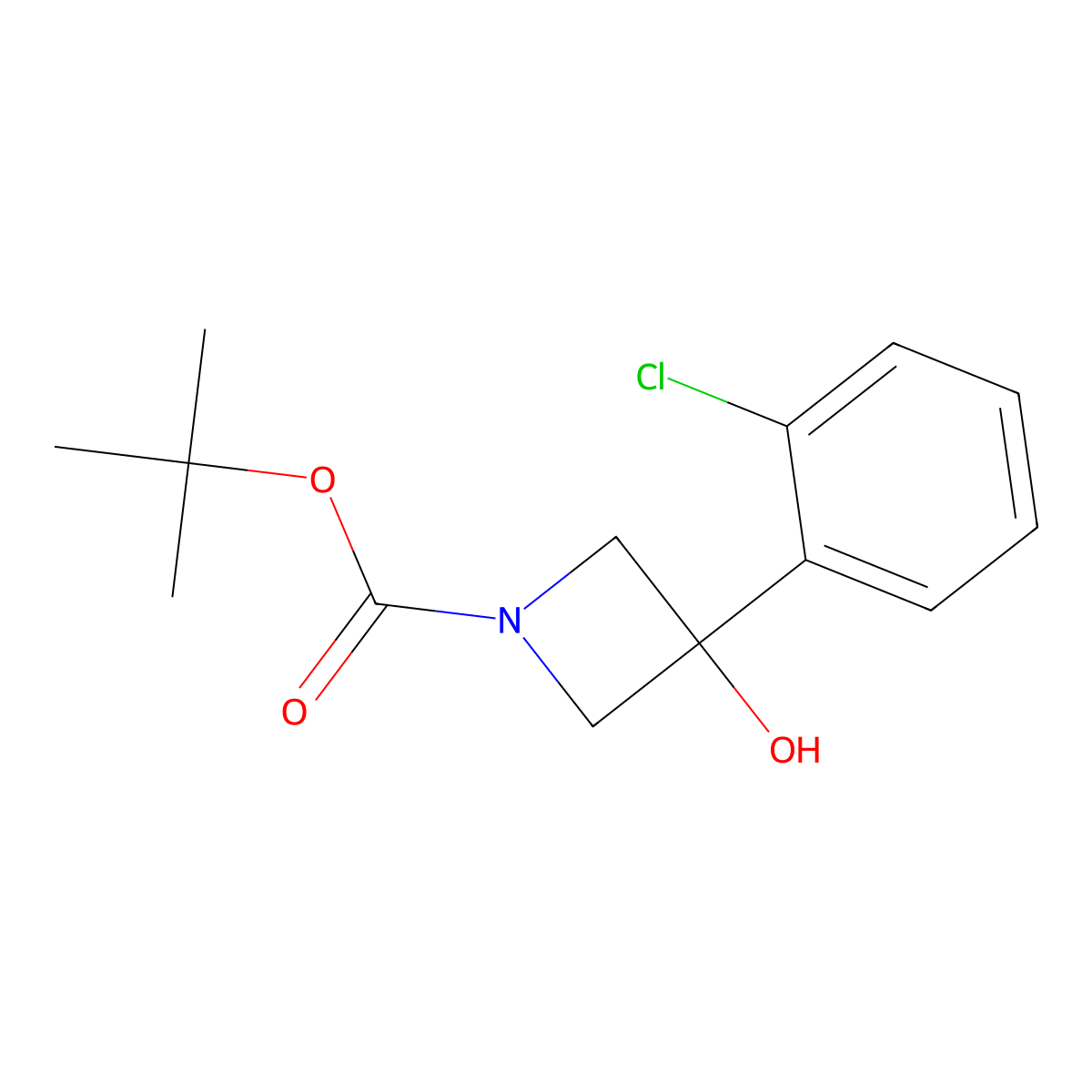 Tert-butyl 3-(2-chlorophenyl)-3-hydroxyazetidine-1-carboxylate molecular structure, CAS 1481861-44-2