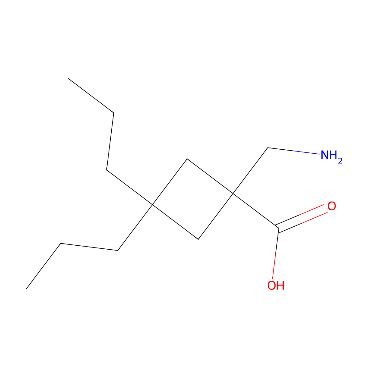 1-(Aminomethyl)-3,3-dipropylcyclobutane-1-carboxylic acid molecular structure, CAS 1481894-29-4