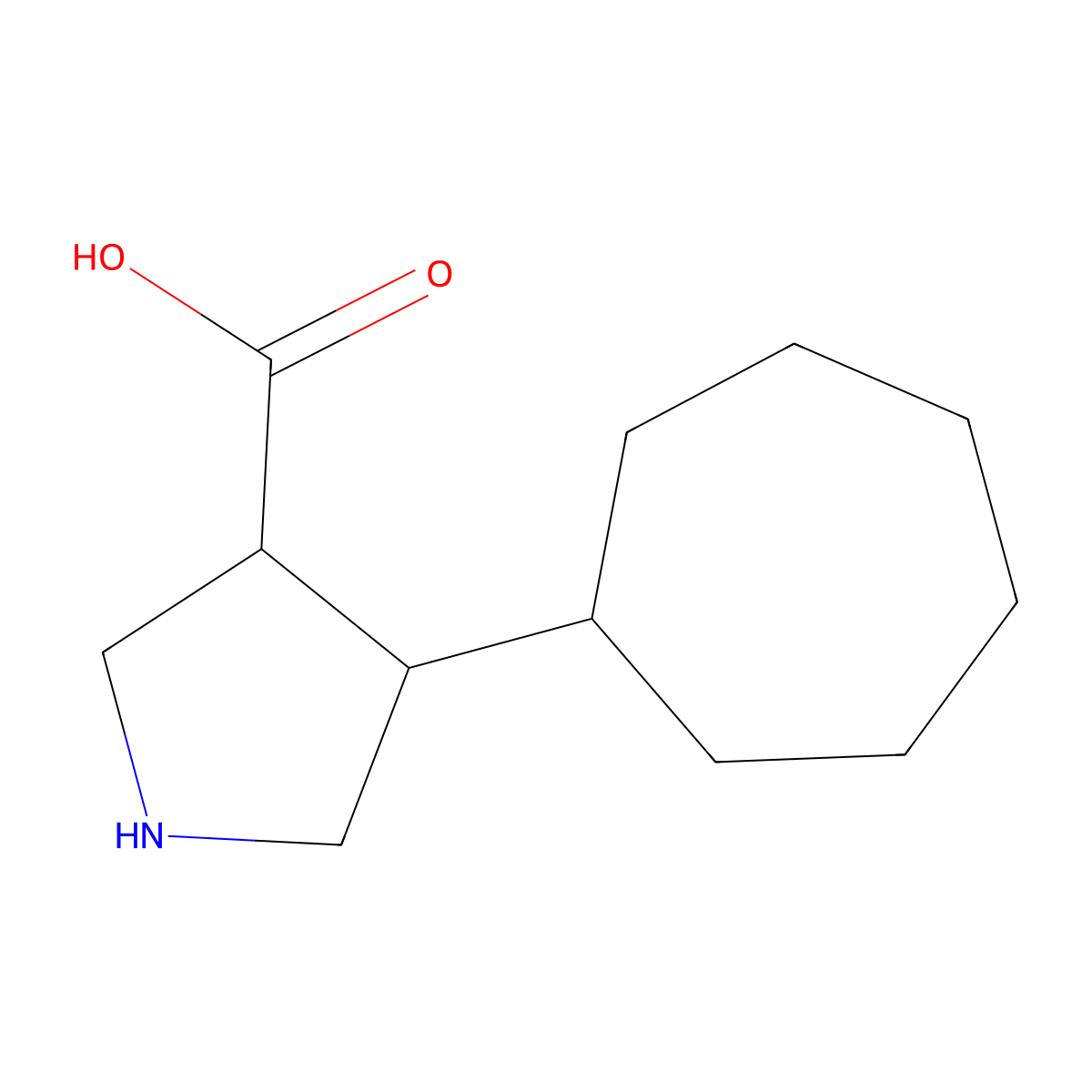 4-Cycloheptylpyrrolidine-3-carboxylic acid molecular structure, CAS 1481895-50-4